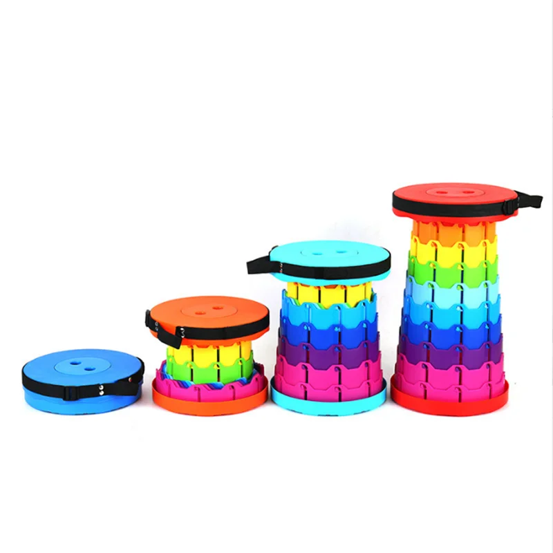 Wholesale Good quality PP Round colorful Collapsible portable retractable folding stool