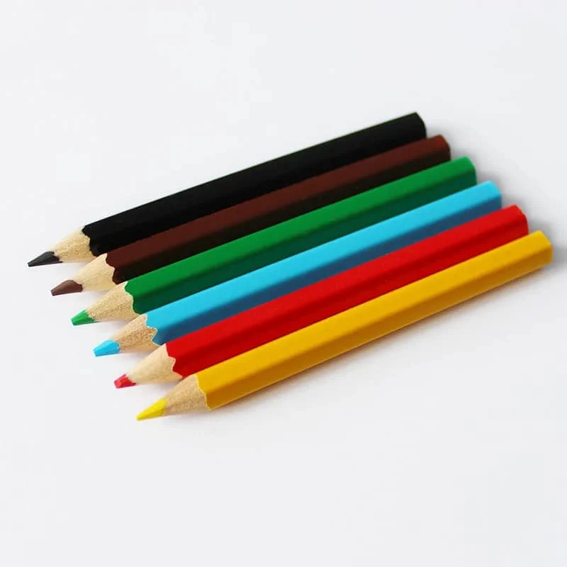 Hot Selling 6Pcs 3.5' Mini Colored Pencils Set Short Hexagonal Colouring Pencils In Bulk Color Pencil Customized
