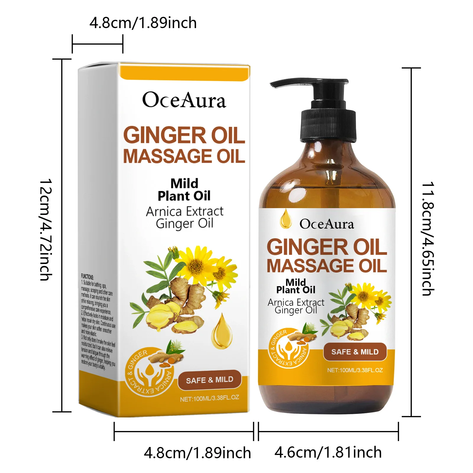 Private Label Organic Aromatherapy Spa Massage Oil for Men & Women Calming Lavender & Grape Seed Oil Ginger Lymphatic Drainage