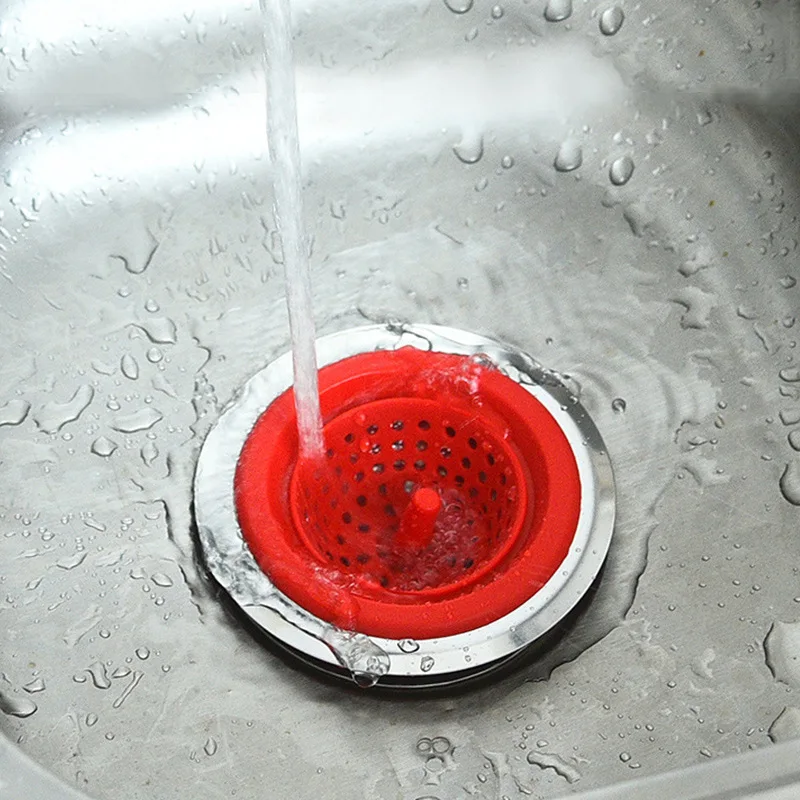 Kitchen Silicone Sink Stopper Silicone  Sink  Strainer for Kitchen Sink with Stainless Steel