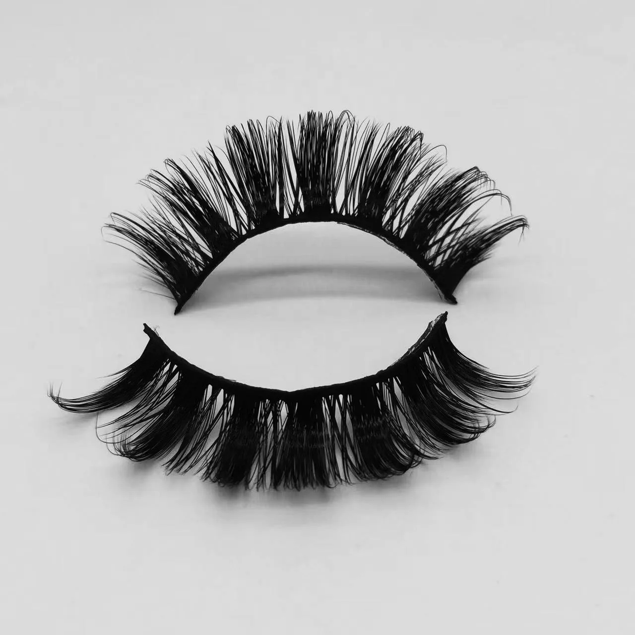 Custom wholesale faux mink lash natural 3d russian strip eyelashes d curl handmade Russian Strip Lashes Eyelashes