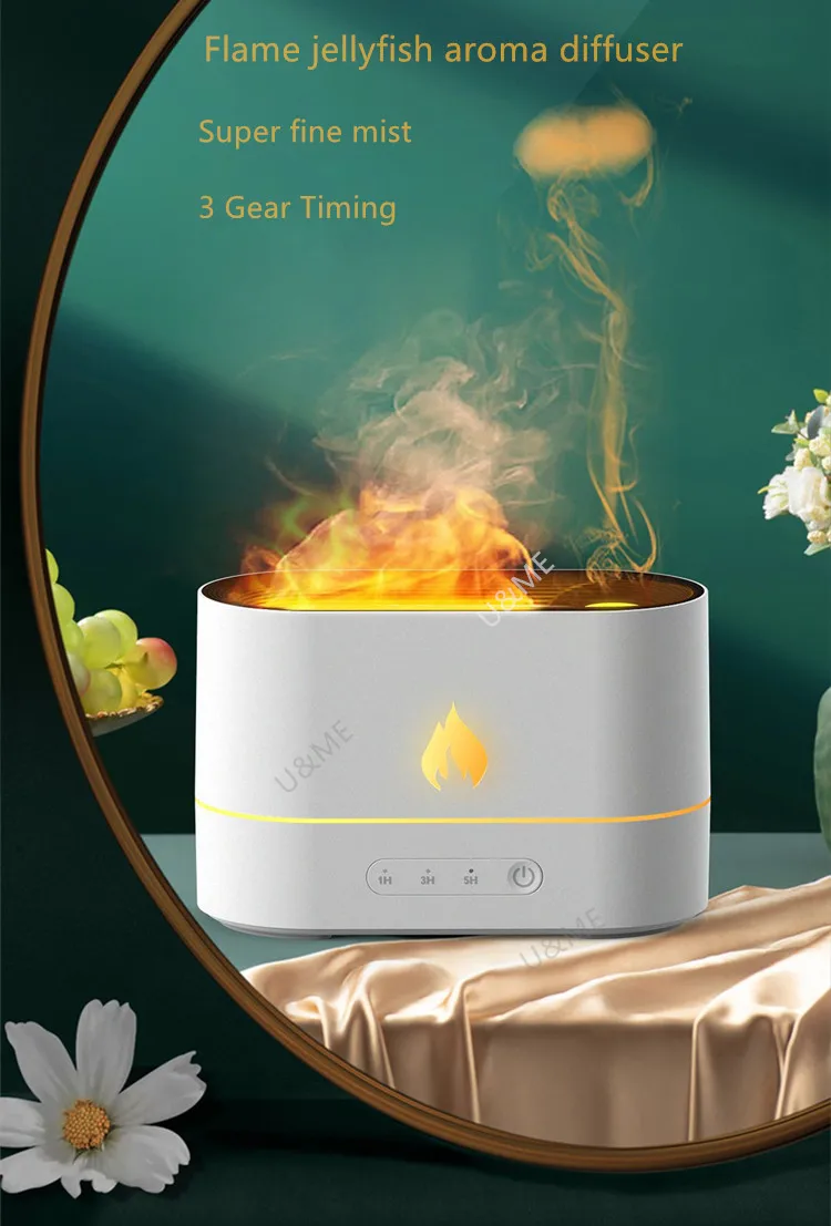 Smoke Ring Mist Spray Humidifier Aroma Essential Oil Aromatherapy Oil Diffuser Flame Night Light