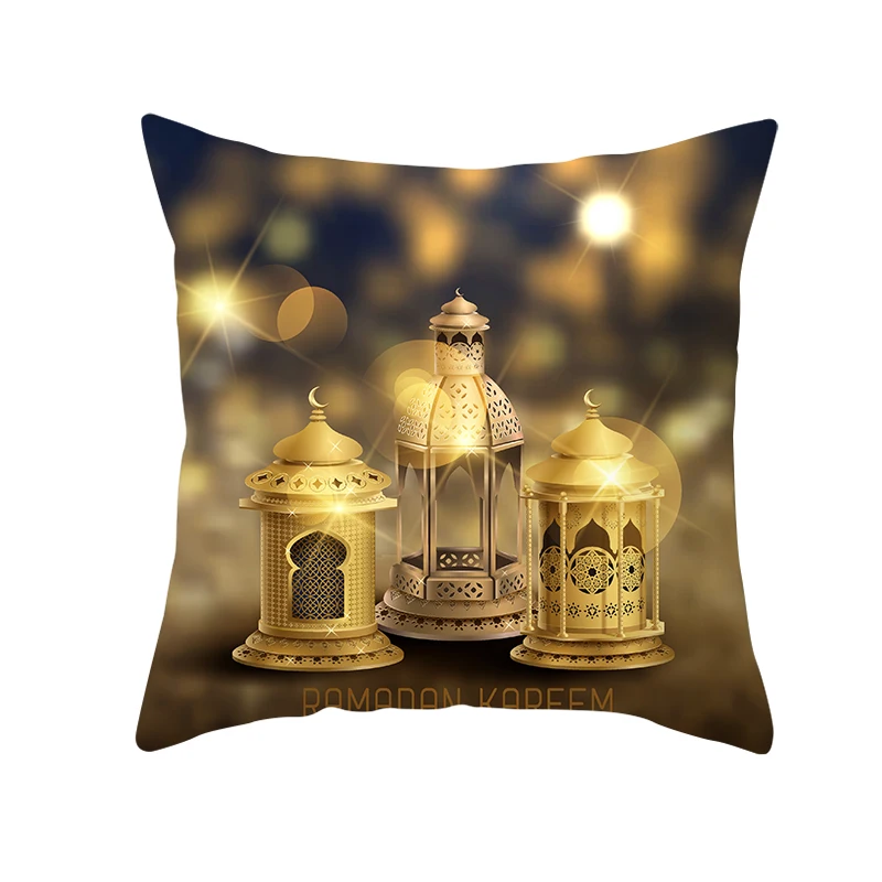 2022 Home Decorative Pillow case Eid Mubarak Moon Lantern Sofa Bed Throw Pillow Cushion Covers Islam Ramadan Kareem Pillowcase