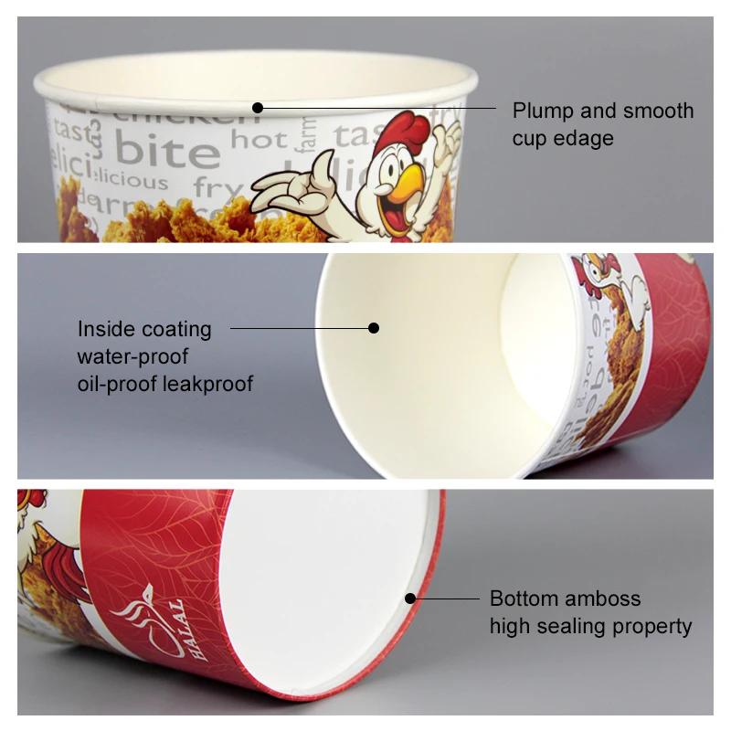 Disposable Chicken Bucket Food Packaging Paper Bucket For Fried Chicken