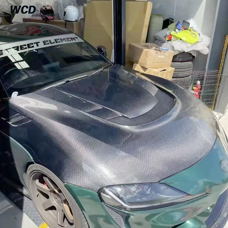 Глянцевая крышка капота автомобильного двигателя Supra A90 из углеродного волокна для Toyo-ta Vrs Style