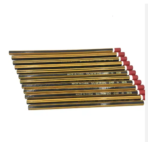 HB Pencil Customized Black Set Office & School Pencil Handmade Pen with Eraser Logo Poplar Wood Craft Wood 6151 2B Pencil Red