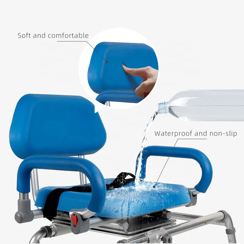 MSMT elderly toilet bathroom disabled patient KD Armrest transfer shower chair manual aluminum carousel sliding bath chair