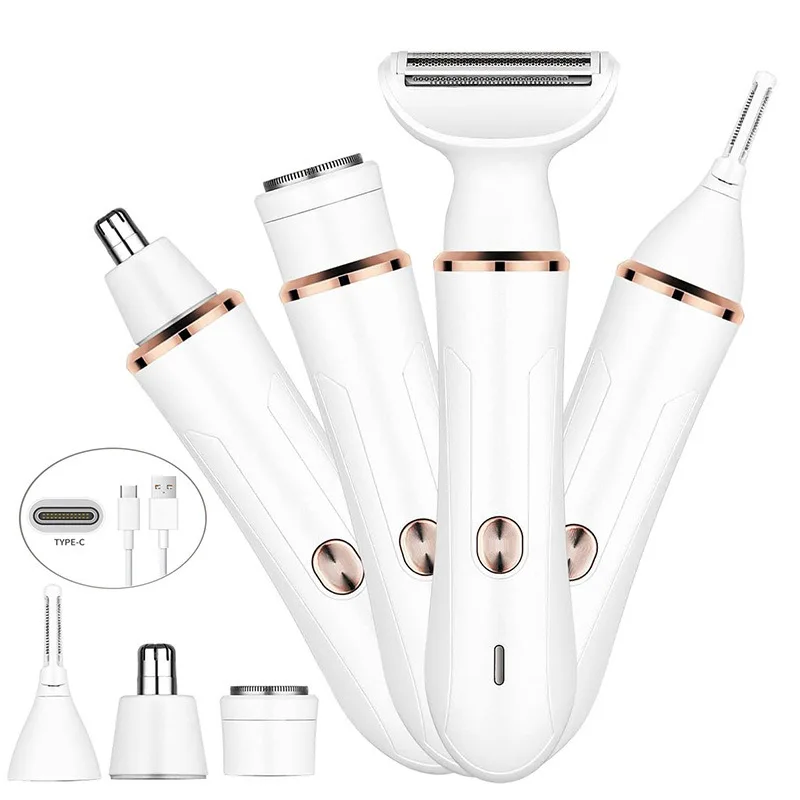 4 In 1 Body Hair Removal Eye Brow Epilator Usb Rechargeable Razor Face Nose Hair Bikini Men Women Shaver Eyebrows Trimmer