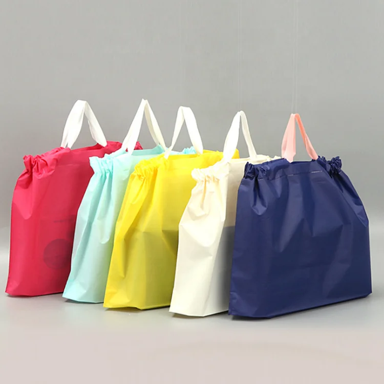 Retail packaging clothing plastic drawstring bag EVA shopping bag with handle