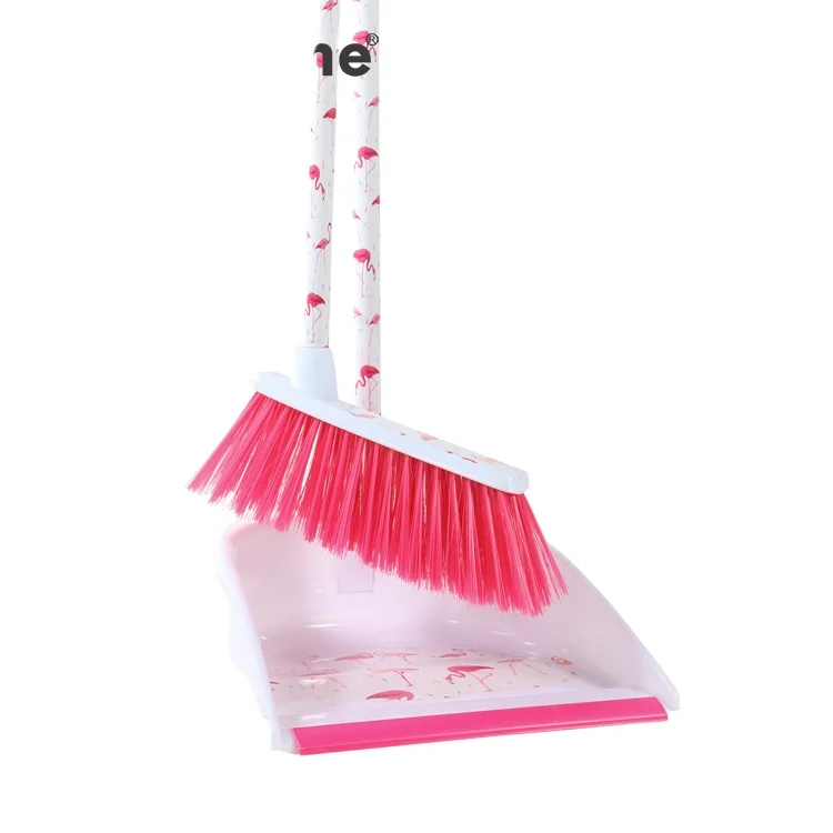 Masthome Wholesale Flamingo Printing Series Broom and Dustpan Set Unique Design PET Brooms & Dustpans