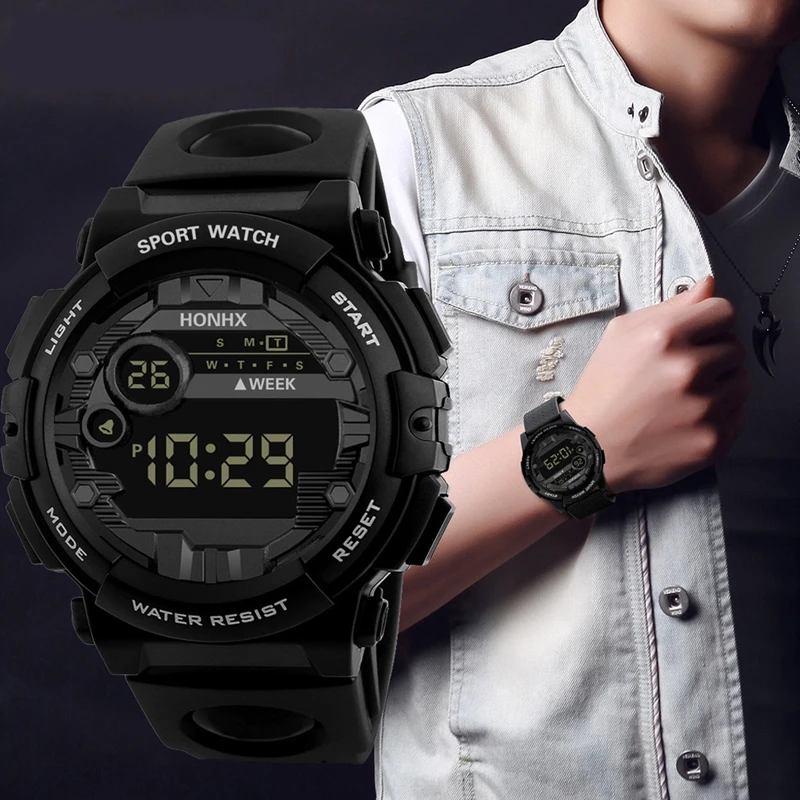 HONHX Brand Luxury Men Digital Watch Men Outdoor Electronic Day Date Clock Waterproof Sport LED Wrist Watch relogio NEW