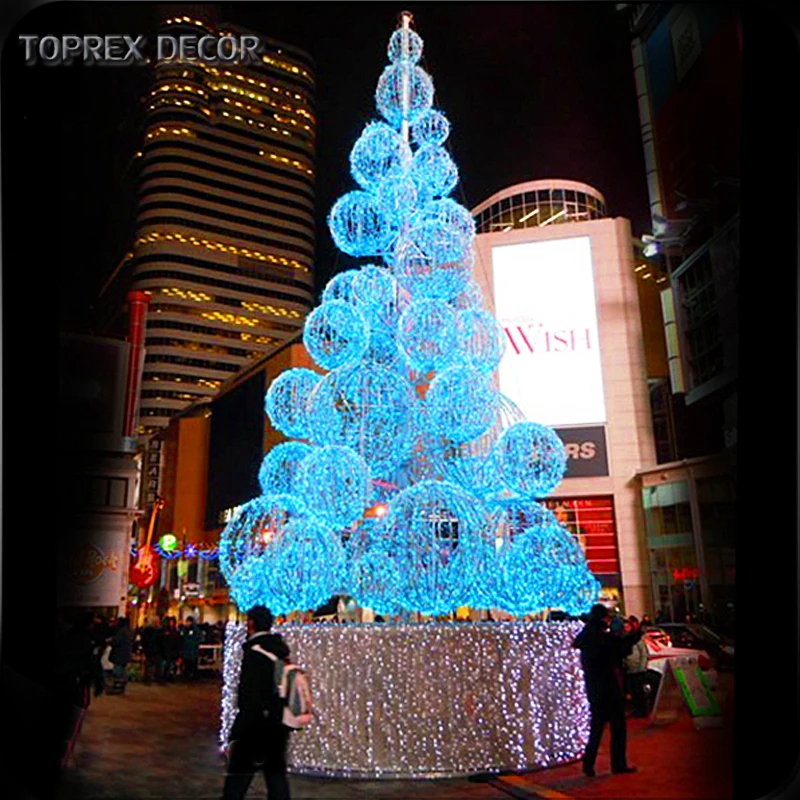 outdoor 10m iron frame wire led lighted party christmas ball bauble tree with fairy string light