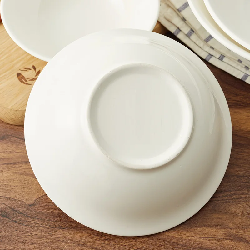 8 inch White Elegant Ceramic Bowl Porcelain Soup Bowl For Restaurant