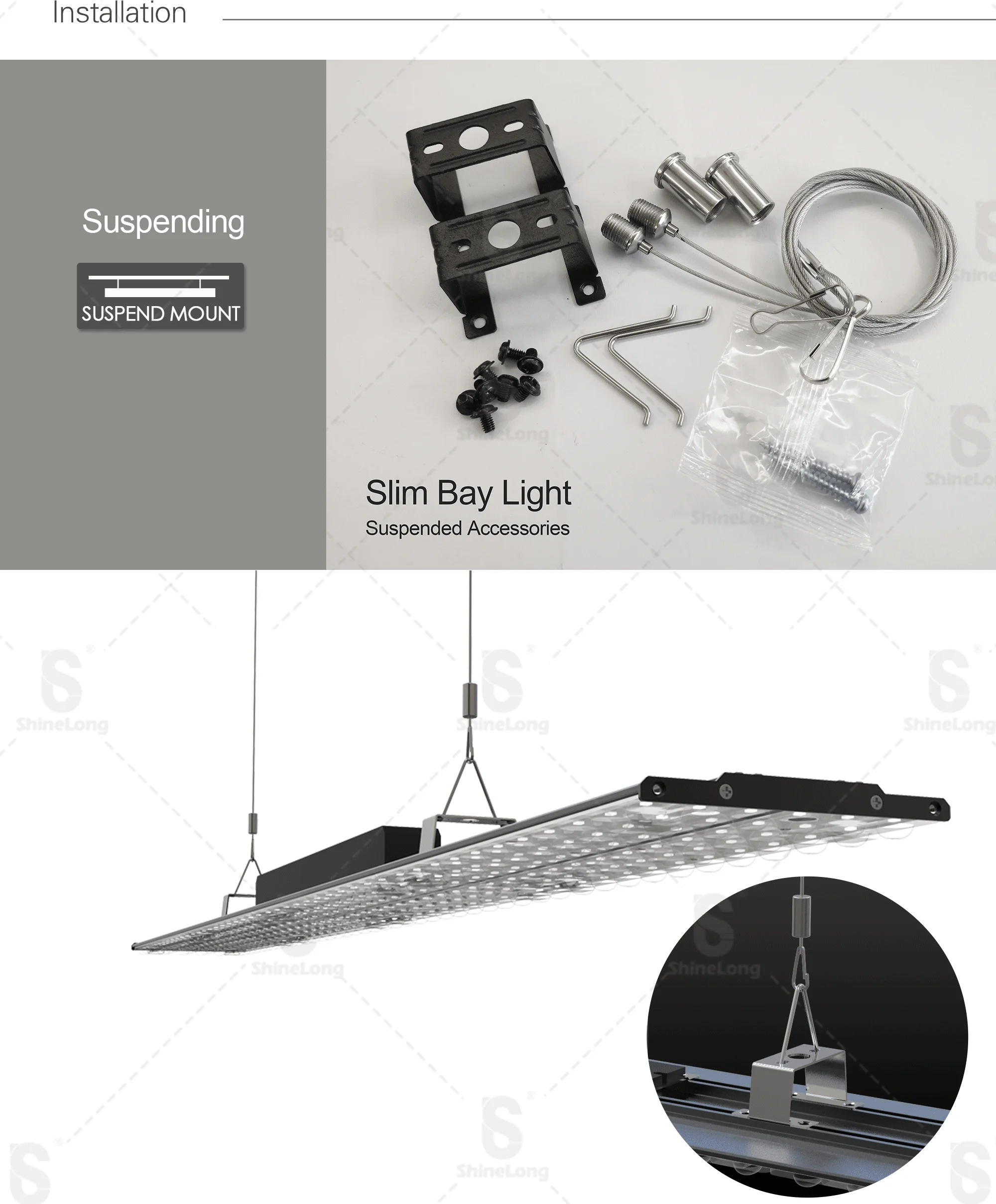 Upgraded 140lm/w LED Slim Bay Light  40w 60w 75w Ultra Slim Design 8.5mm UGR less 16 2ft 4ft 5ft for Store/Warehouse