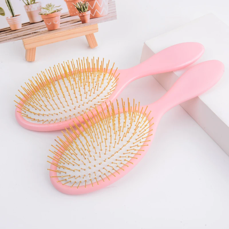 New Hot Sale Pink stainless Steel metal pin bristle Needle Hair Brush With Nylon Hair Brush For Salon