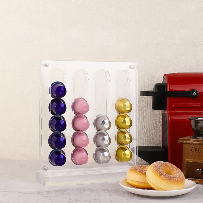 Choice Fun Acrylic Vertical Suction Storage Wall Mounted Display Stand Capsule Coffee Storage Stand Box