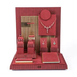 Romi Custom Earrings Jewelry Showcase Display Rack Holder Velvet Luxury Jewelry Display Set