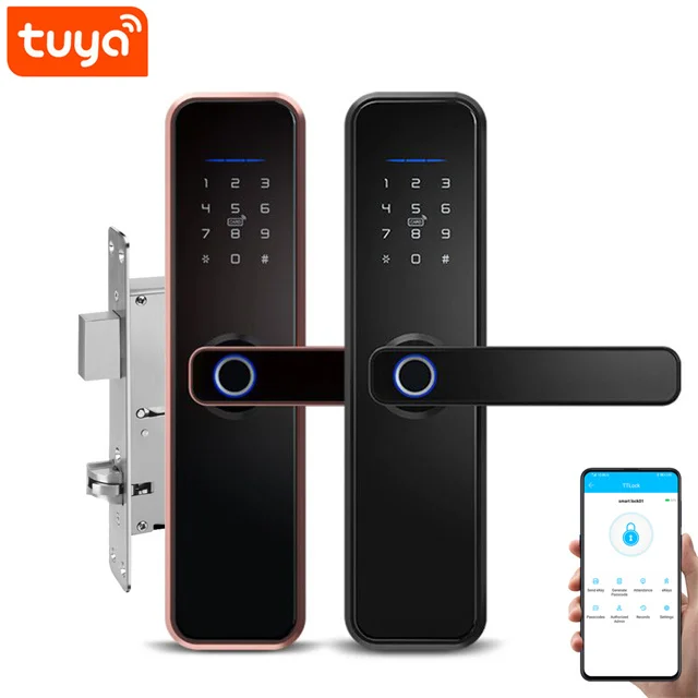 USA 2021 rfid M1 keyless gate hotel glass mortise electric tuya WIFI digital fingerprint smart door lock