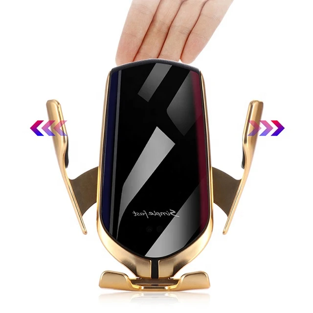 
R2 10W Qi Smart Automatic Sensor Mobile Mount Phone Holder Wireless Car Charger 