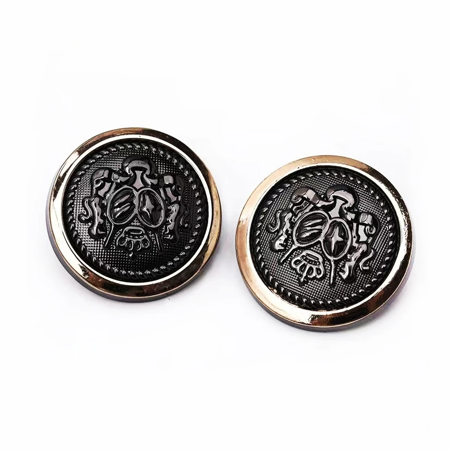 Double Lion Hand-stitched Button Suit Wool Coat Buckle with Round Shank Washable Plated Metal Wholesale for Kids Zinc Alloy