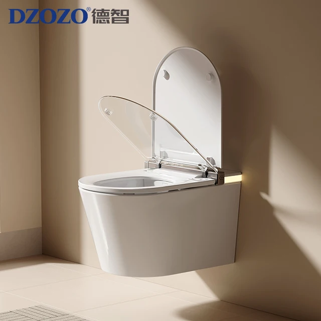 S005 Modern European Bathroom Hanging Intelligent Wc Toilet Set Automatic Flush Wall Hung Matt White Smart Toilet with Bidet