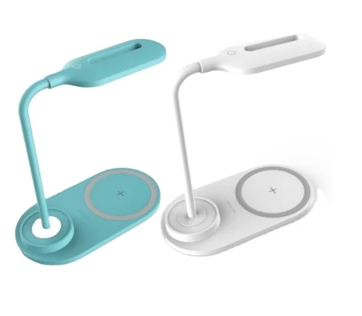 Portable Cell Phone Fast Wireless Chargers Dock Station Desk Lamp With Pen Holder Eye-Caring Touch Switch Reading LED Lamp