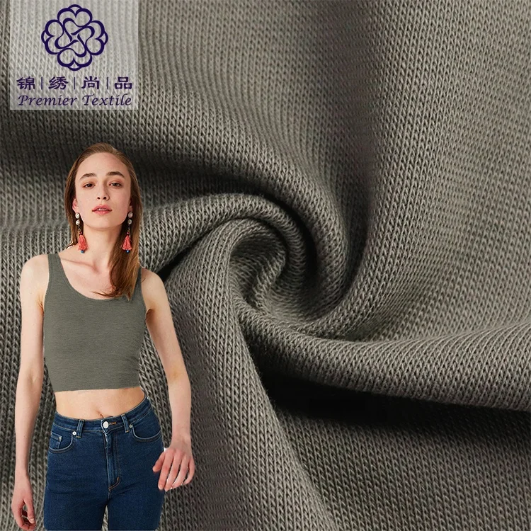 Wholesale high quality dress fabric women sleeveless combed cotton spandex 1x1 rib knit fabric  for cuffs