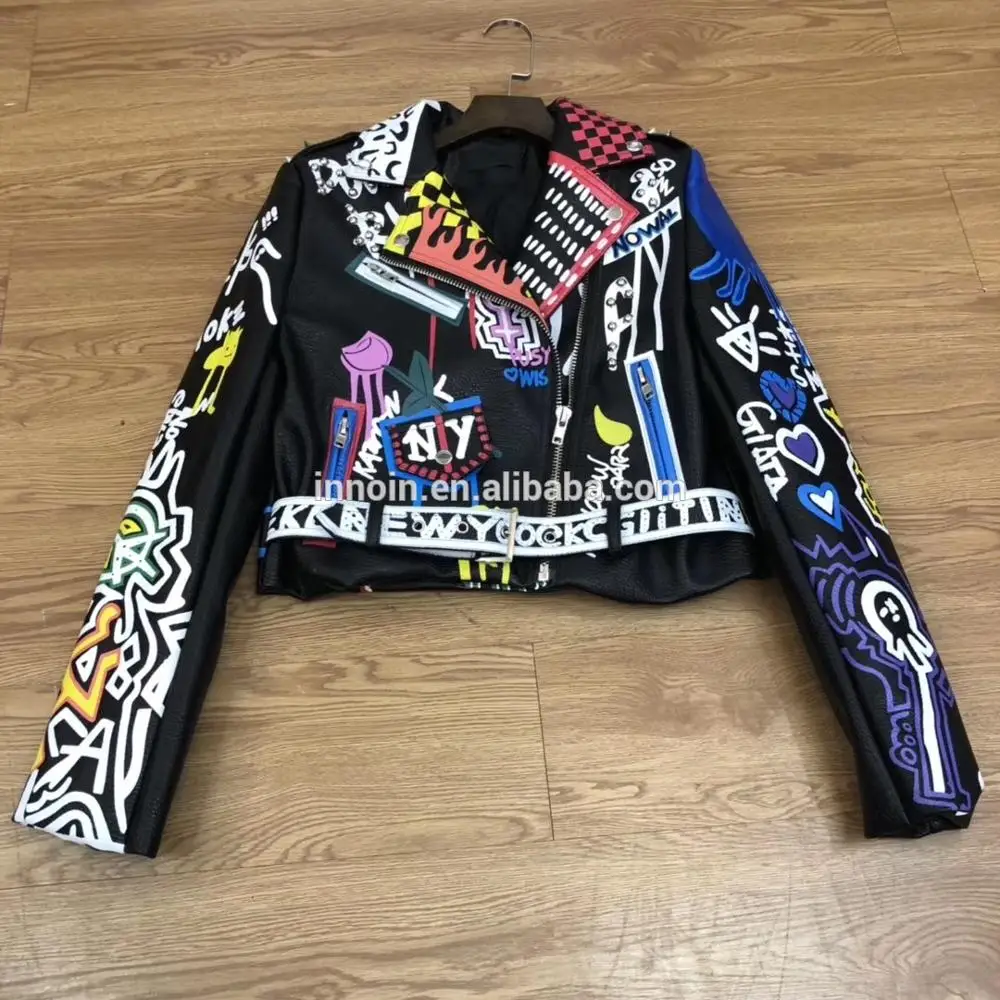 China Custom Ladies Stylish Zipper Sleeve Leather Jacket Fashion Punk  Bike Jacket For Women