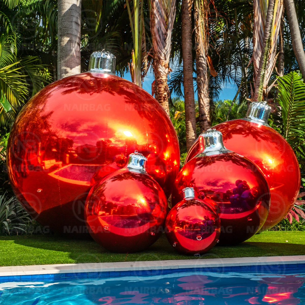 Big Shiny Inflatable Balls Ornaments Christmas Decor Reflective Chrome Sphere Inflat Mirror Ball