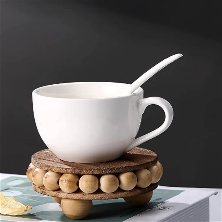 Custom set of 2 stackable display riser stands beaded pedestal tray vintage wood pedestal