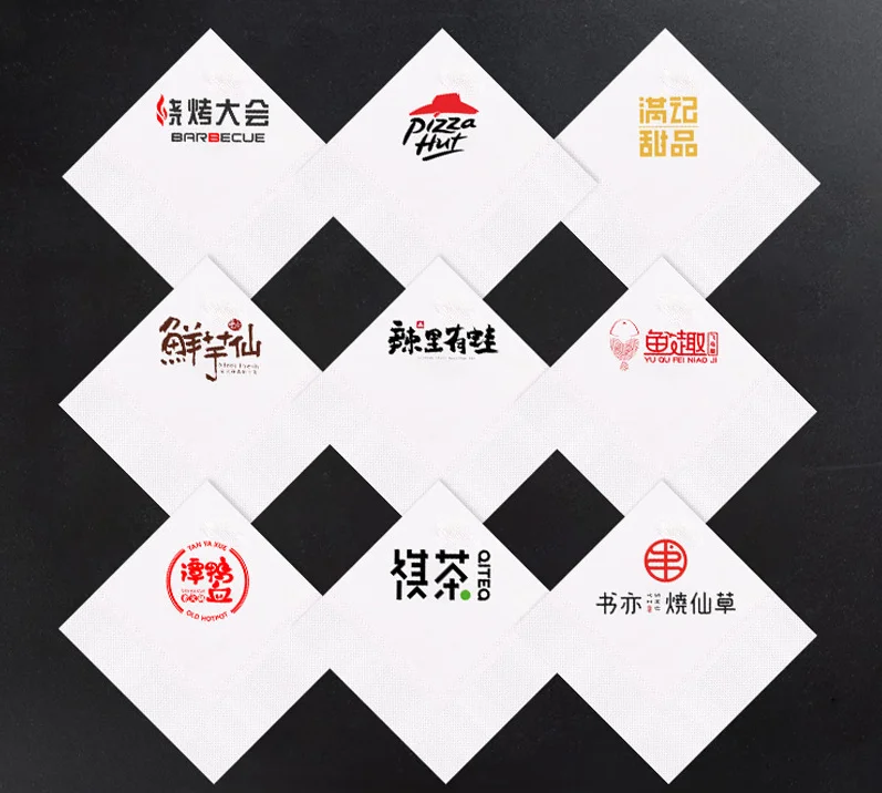 Virgin Pulp White Print Napkin Paper Disposable Serviettes Beverage Bar Napkins with Logo Printing