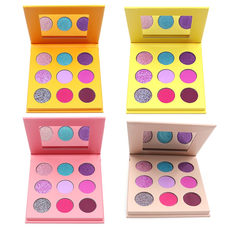 Diy Eyeshadow Palette Private Label Custom Logo Wholesale Oem 9Colors Shimmer Eye Shadow Kit High Pigment Nude Glitter Eyeshadow