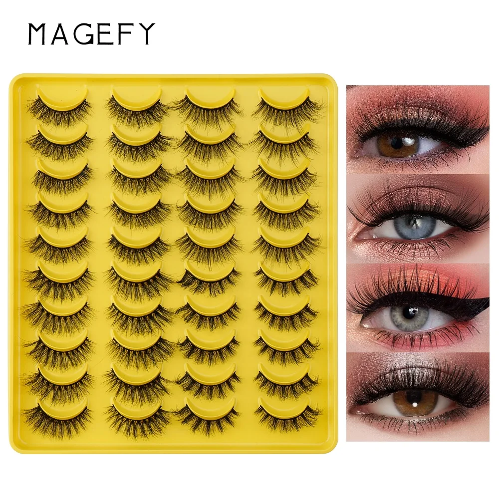 MAGEFY false eyelashes wholesale 20 pairs 4 styles mixed 3d 5d fluffy faux mink full strip lashes