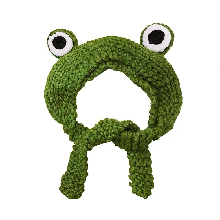 Women cute Girl cosplay Crochet Knitted Winter Headband Hat Beanie Cute Cartoon Frog Big Eyes Earflap Cap Photo Props