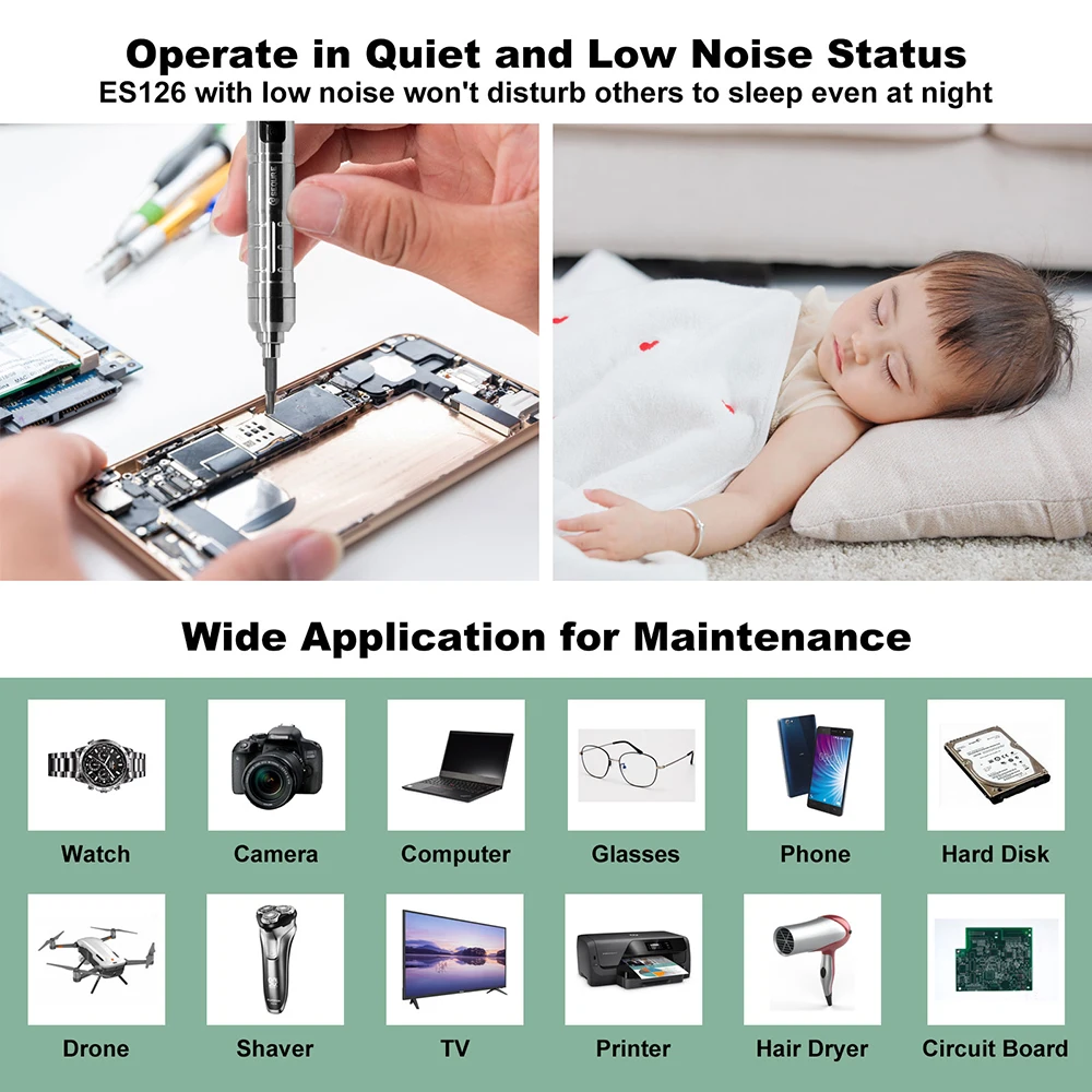 SEQURE SQ-ES126 Electric Screwdriver Pen Set Screw Driver Mini With 25 Bits For Laptop And Mobile Phone Repair Tools