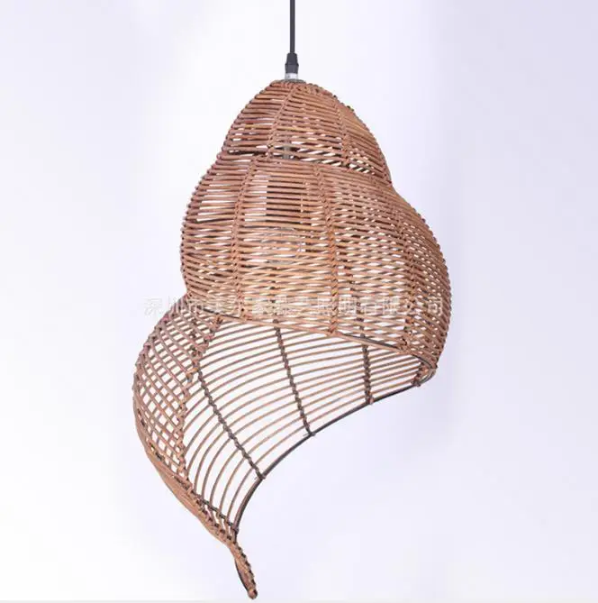 Southeast Asia field snail design rattan chandelier pendant lamp