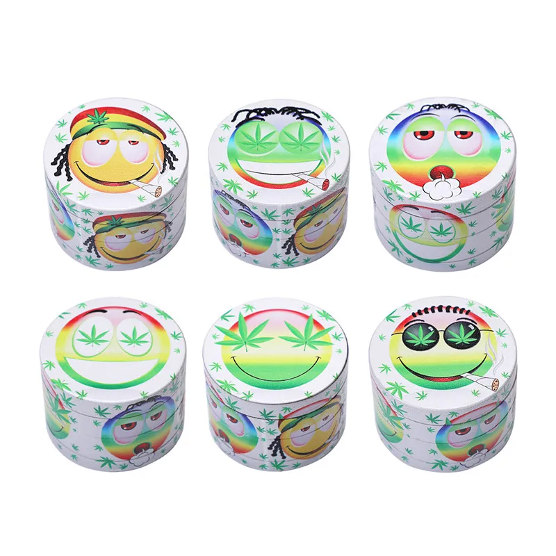 Vamav Smiling Face Wholesale 4 Layers Herb Grinder Zinc Alloy Metal 50mm Dry Spice Tobacco Crusher