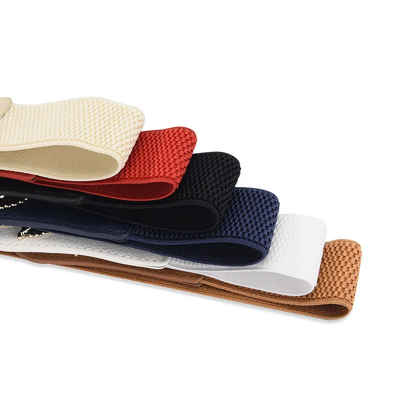 Wholesale Cheap Price Multi Colors Lady Dress Elastic Waist Belt Gold Leaf