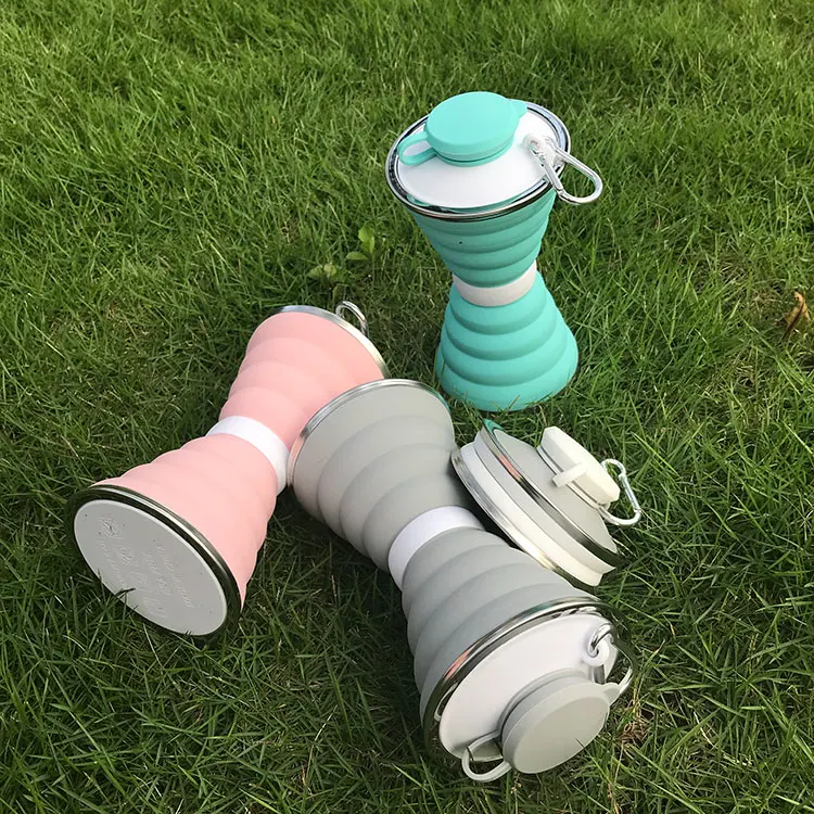 Free sample  Ecofriendly Sport Drinkware Shaker Protein Cycling Water Bottle Bpa Free Foldable Bottle Silicon Collapsible