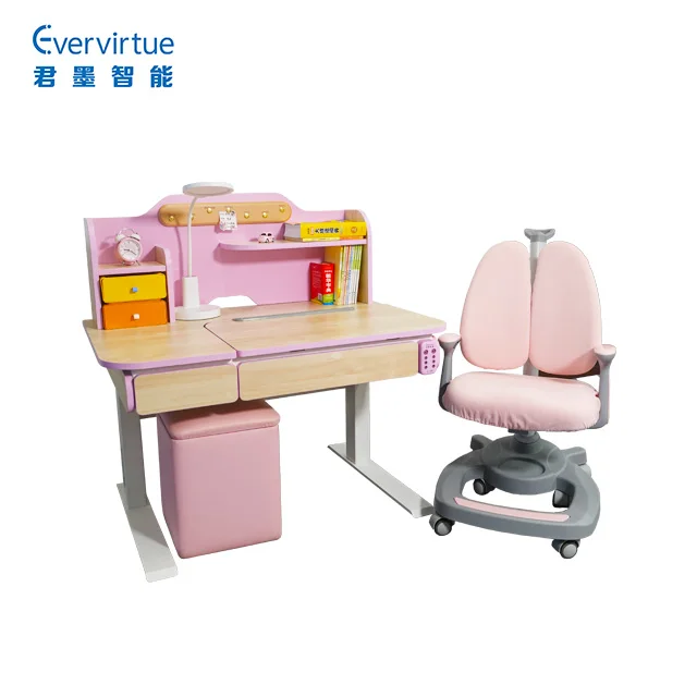 Foshan cheap height adjustable kid study table and chair set