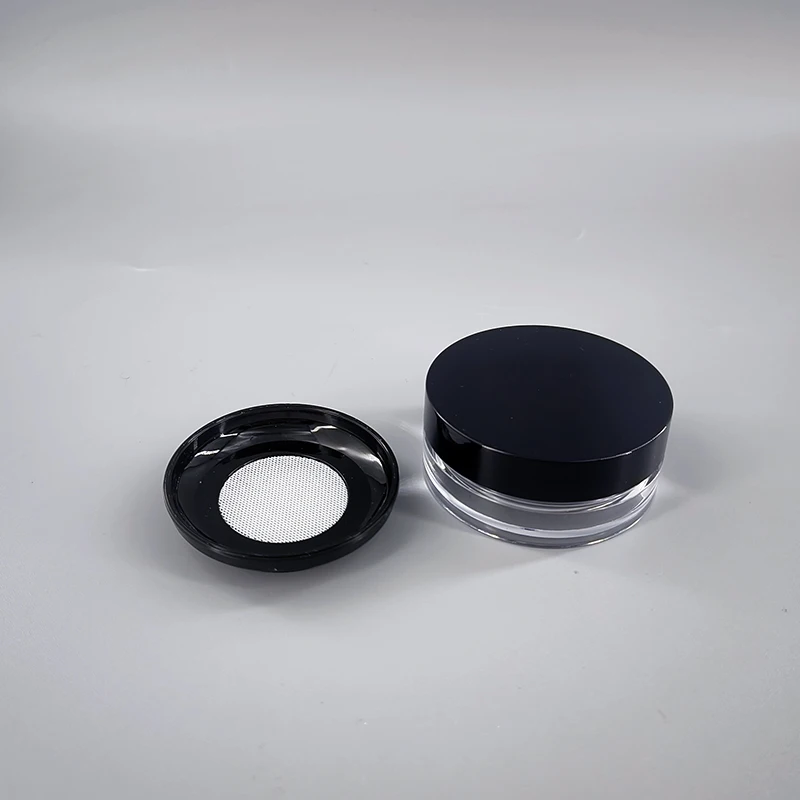 custom color plastic 10g jar for acrylic loose setting powder packaging with fine mesh sifter and screw cap