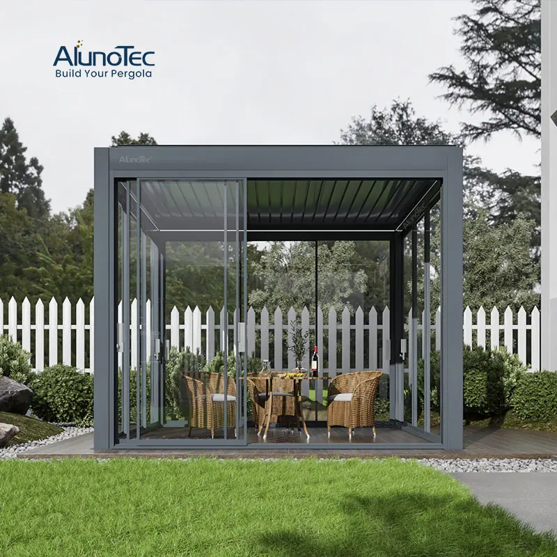 Motorized Electric Folding Louvered Roof Bioclimatic Outdoor Aluminum Pergola Price Gazebo