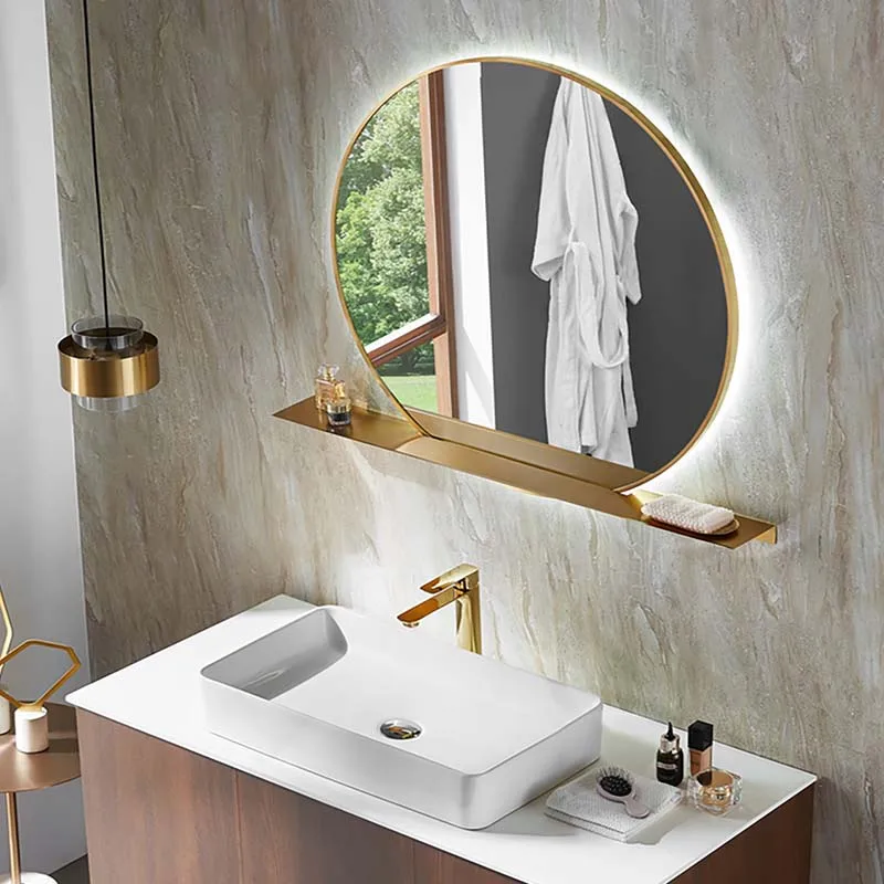 Custom Aluminum Alloy Round Framed Wall Mirror Bathroom Vanity Decoration Frameless Mirror With Led Light