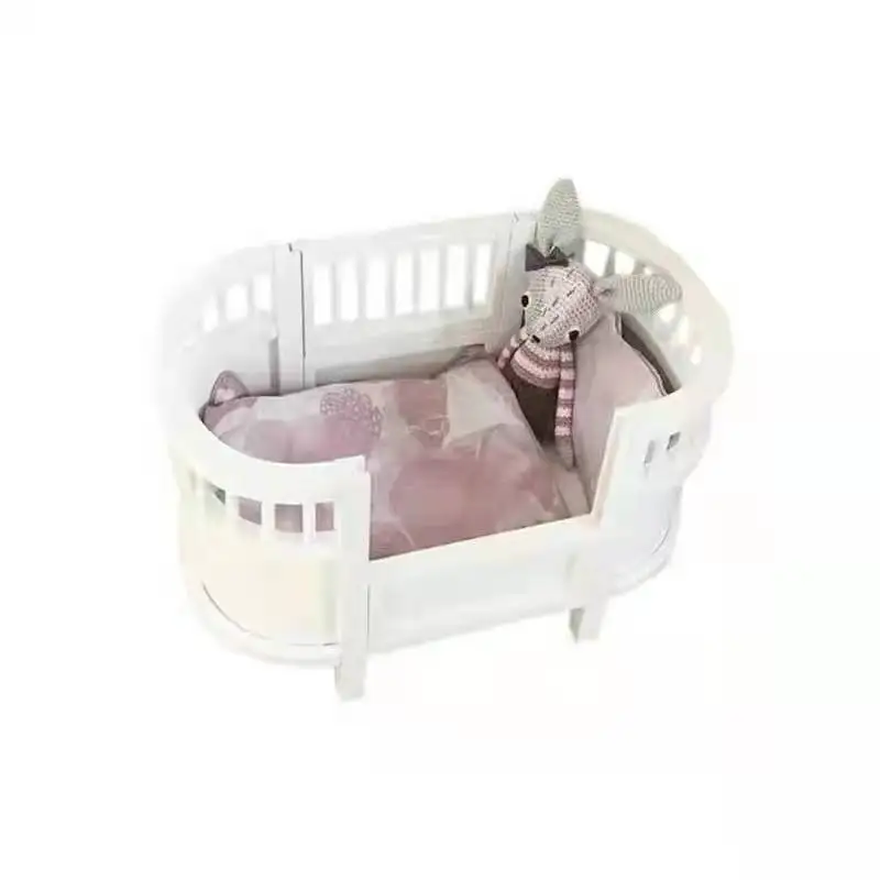 Customized 18 inch doll furniture wooden baby doll crib pretend play furniture doll bed mini photography bed