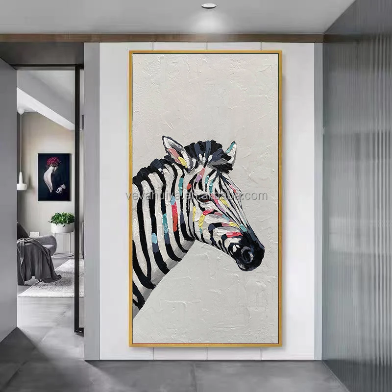 Wholesale Custom Hand Painted Colorful Abstract Horse  Painting by Paint Animal Art