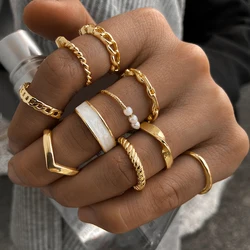 iparam mixe ensemble de bague en tendance acier inoxydable or fashion knuckle stacking gold plated rings set