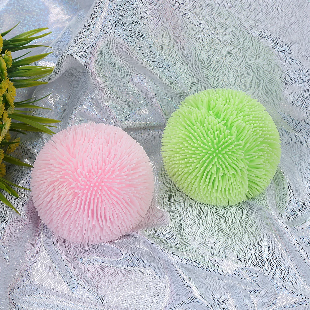 Squeeze Smile Face Yoyo Ball Toy Cute Squishy Face Flashing Yoyo Puffer Stress Ball Toy For Kids