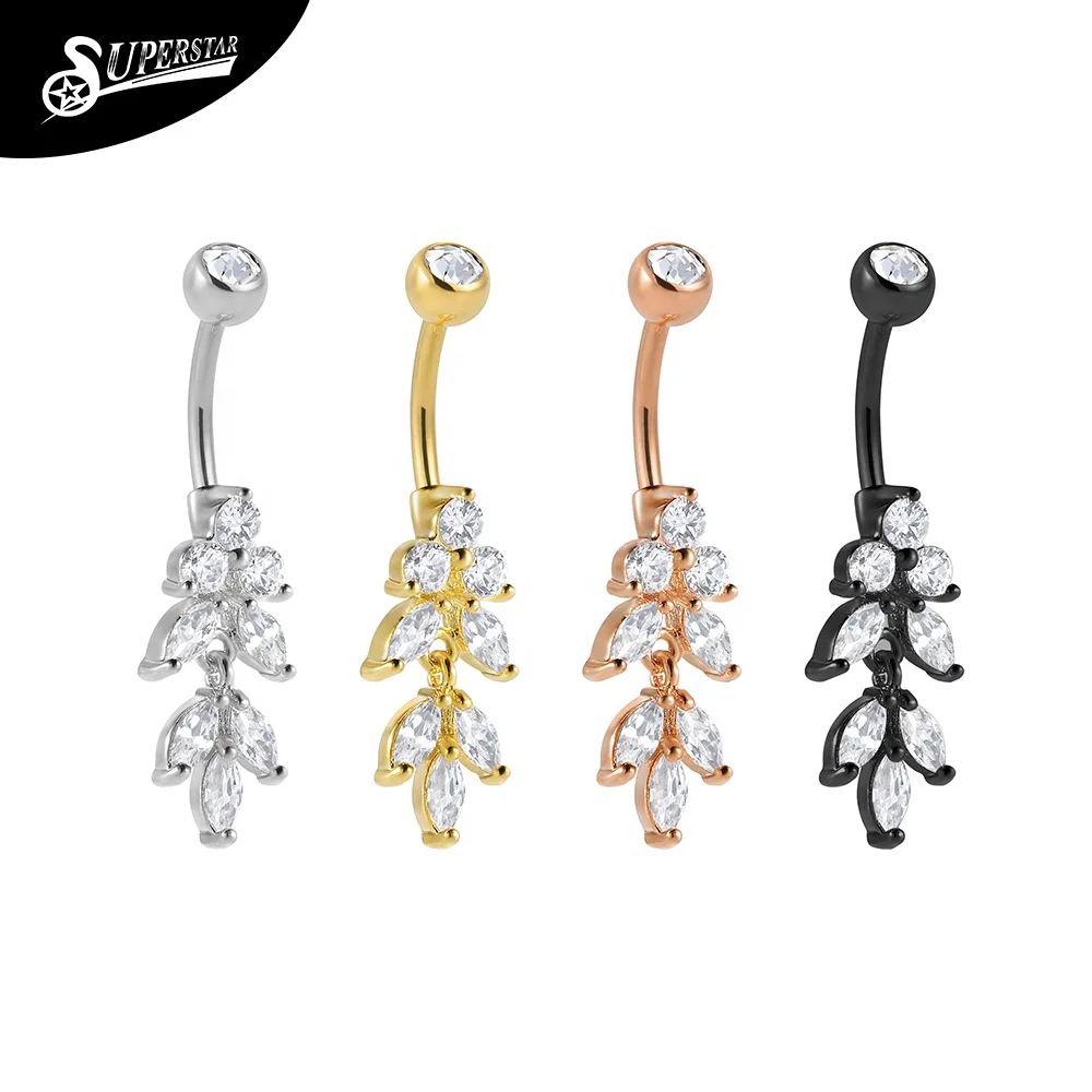 Superstar titanium externally threaded belly button ring top rhinestone bottom copper accessories zircon nave piercing jewelry