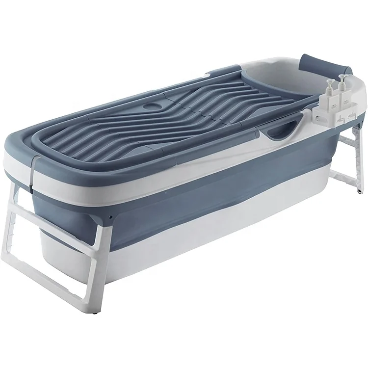Folding Bathtub Superb Large 158cm Long Portable Bath tub Home Freestanding Soaking Sweat Sauna Foldable Shower Tub with Cover