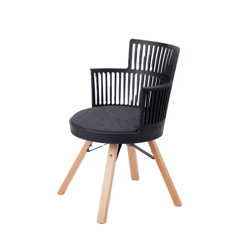 Hot sale armrest plastic shell wooden cafe shop chairs